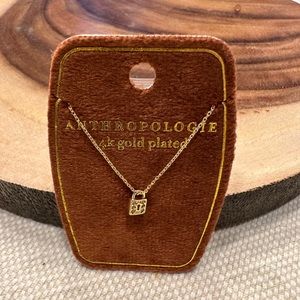 Anthropologie, 14k Gold Plated Lock Necklace